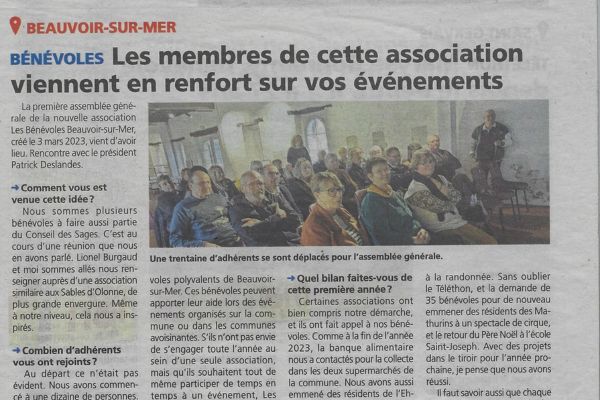 Article assemblée générale le samedi 9 novembre 2024 Courrier Vendeen