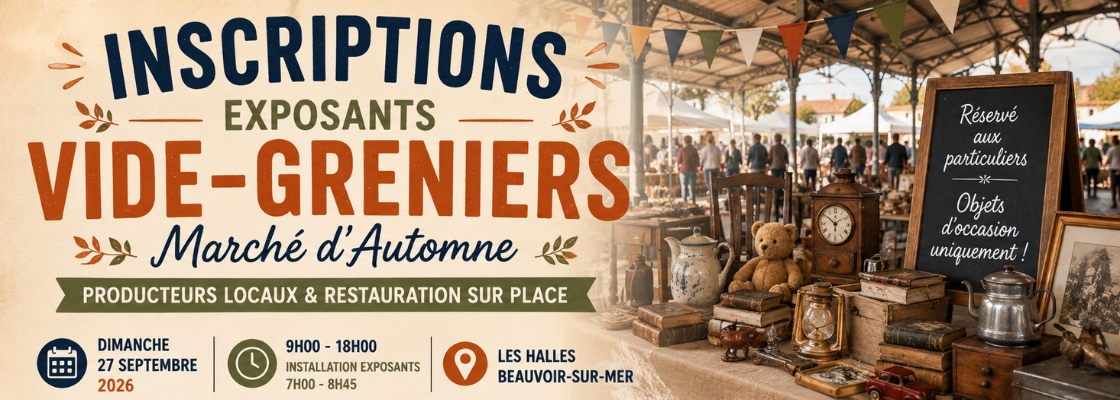 Inscription Vide-Greniers Beauvoir-sur-Mer septembre 2026